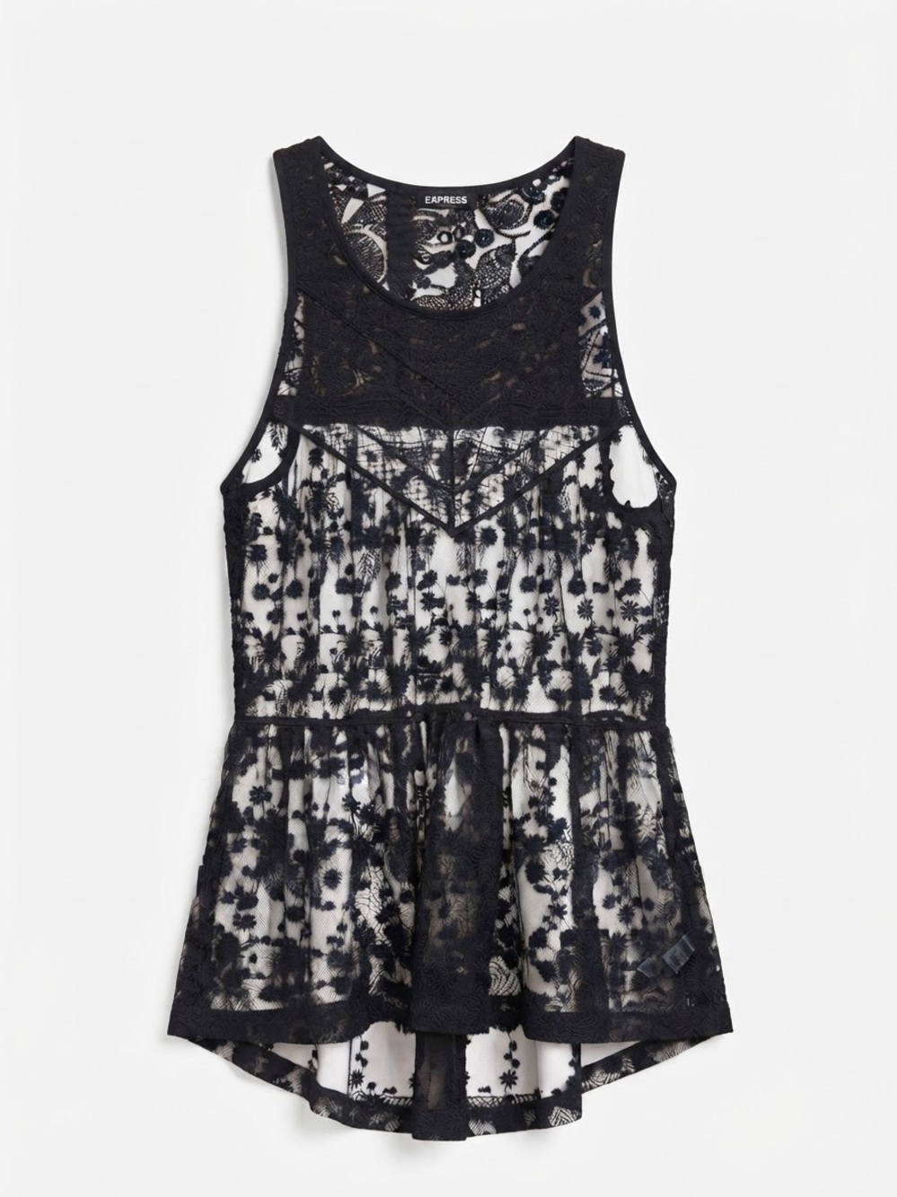 Express Black Lace Floral Peplum Tank
